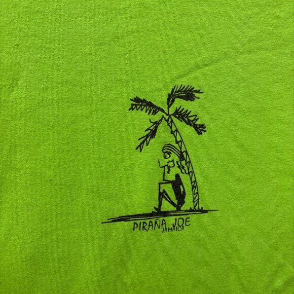 VTG Pirana Joe Shirt Mens XL Green Jamaica "No Problem" Graphic Funny Surfer, Pl - Picture 3 of 8